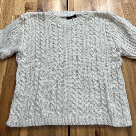 No Boundaries White Cable Knit Short Sleeve Sweater Size Large - Picture 1 of 5